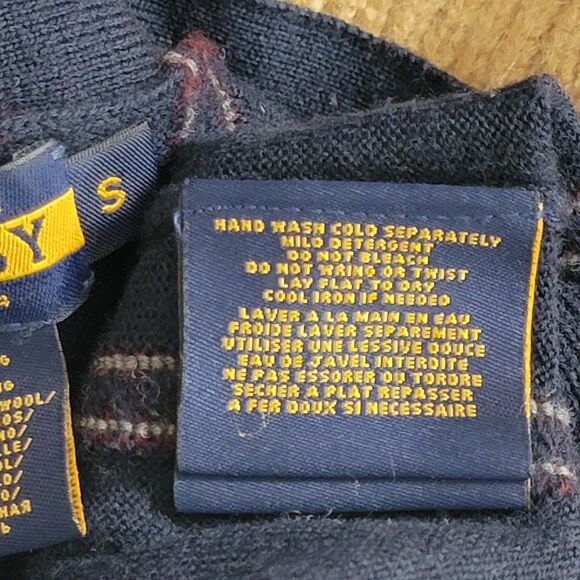 Ralph Lauren Rugby Cardigan Sweater Womens Small Blue Striped 100% Merino Wool - Picture 12 of 12